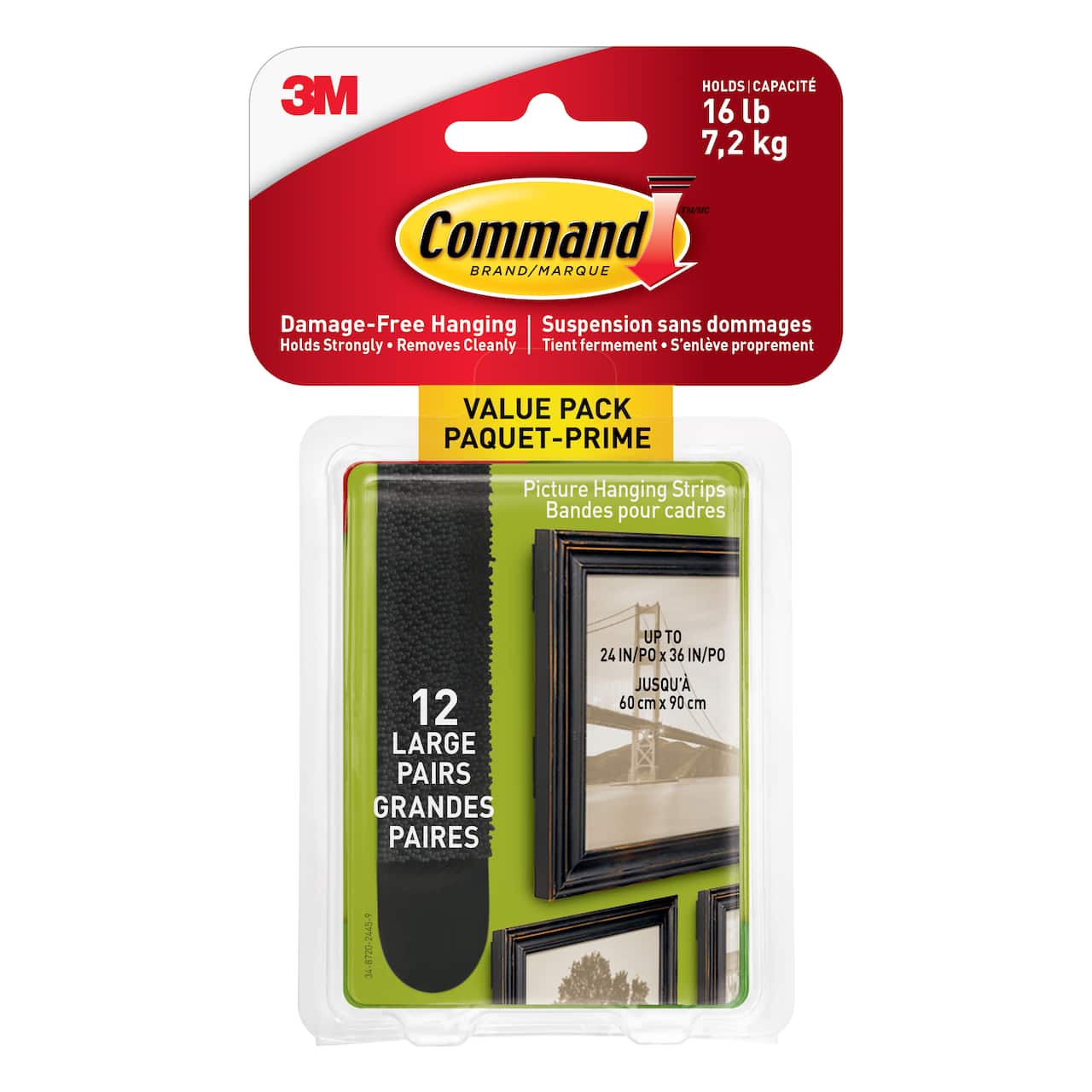 Command&#x2122; Black Large Picture Hanging Strips Value Pack